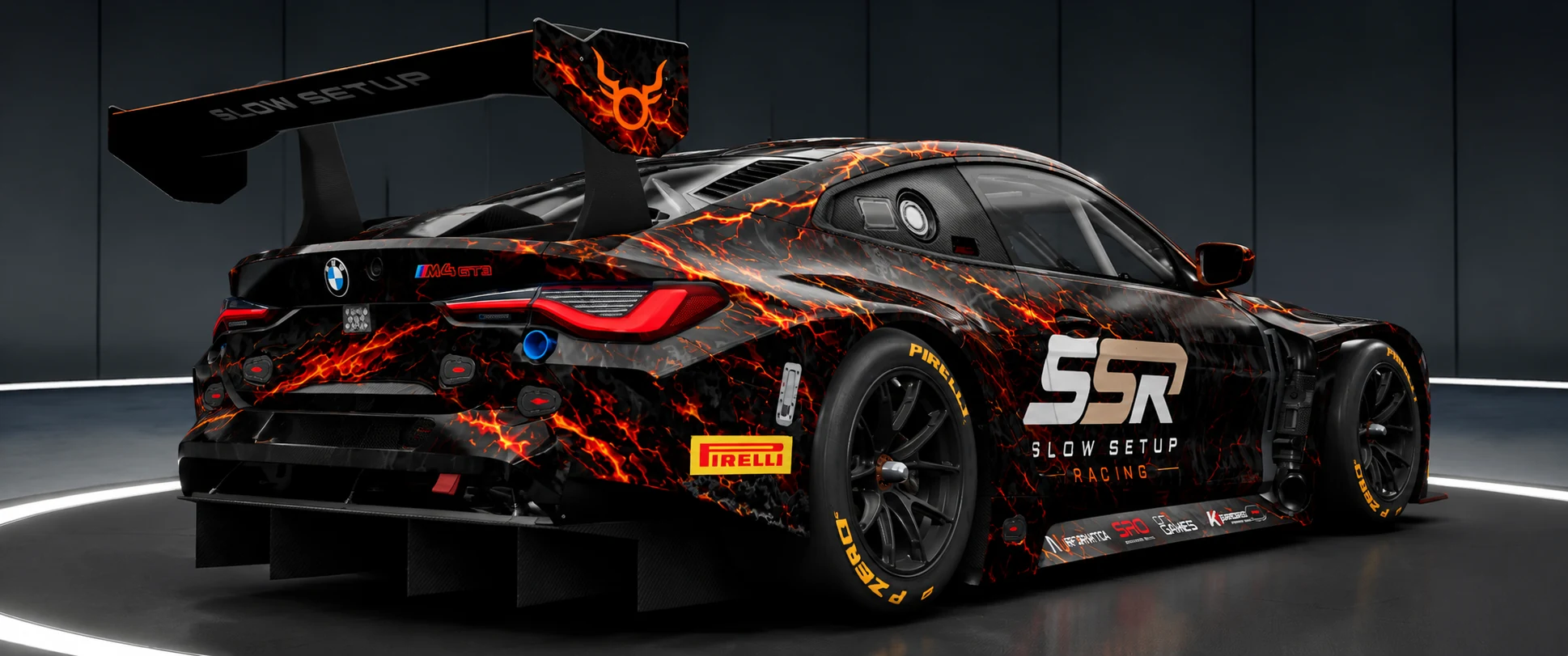 BMW M4 GT3 Slow Setup Racing – Heckansicht, Signature Livery ohne Startnummer