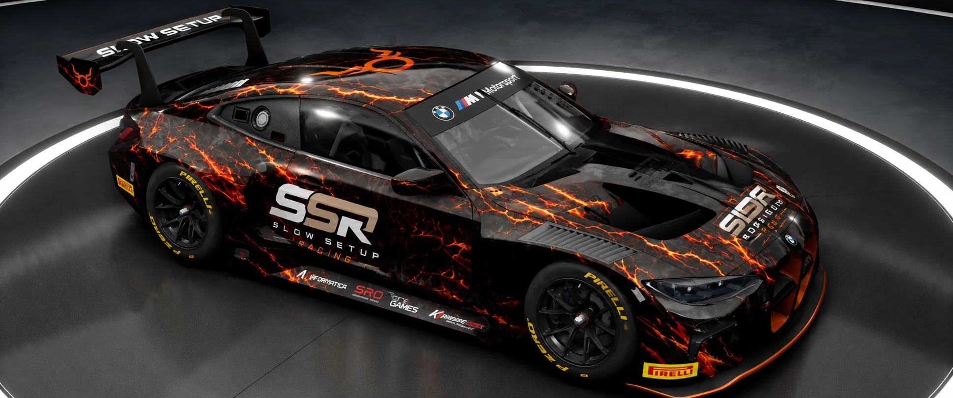 BMW M4 GT3 Slow Setup Racing – Draufsicht vorne, Signature Livery ohne Startnummer