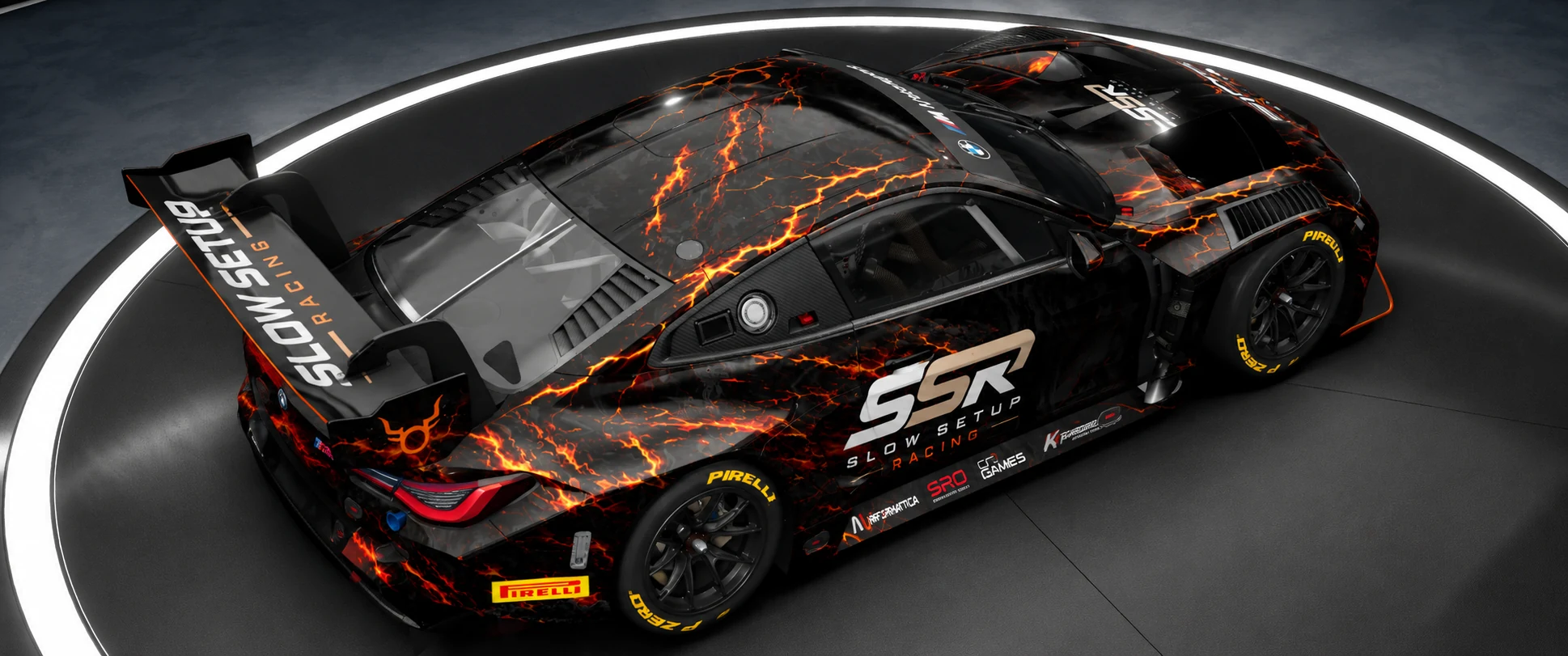 BMW M4 GT3 Slow Setup Racing – Draufsicht hinten, Signature Livery ohne Startnummer